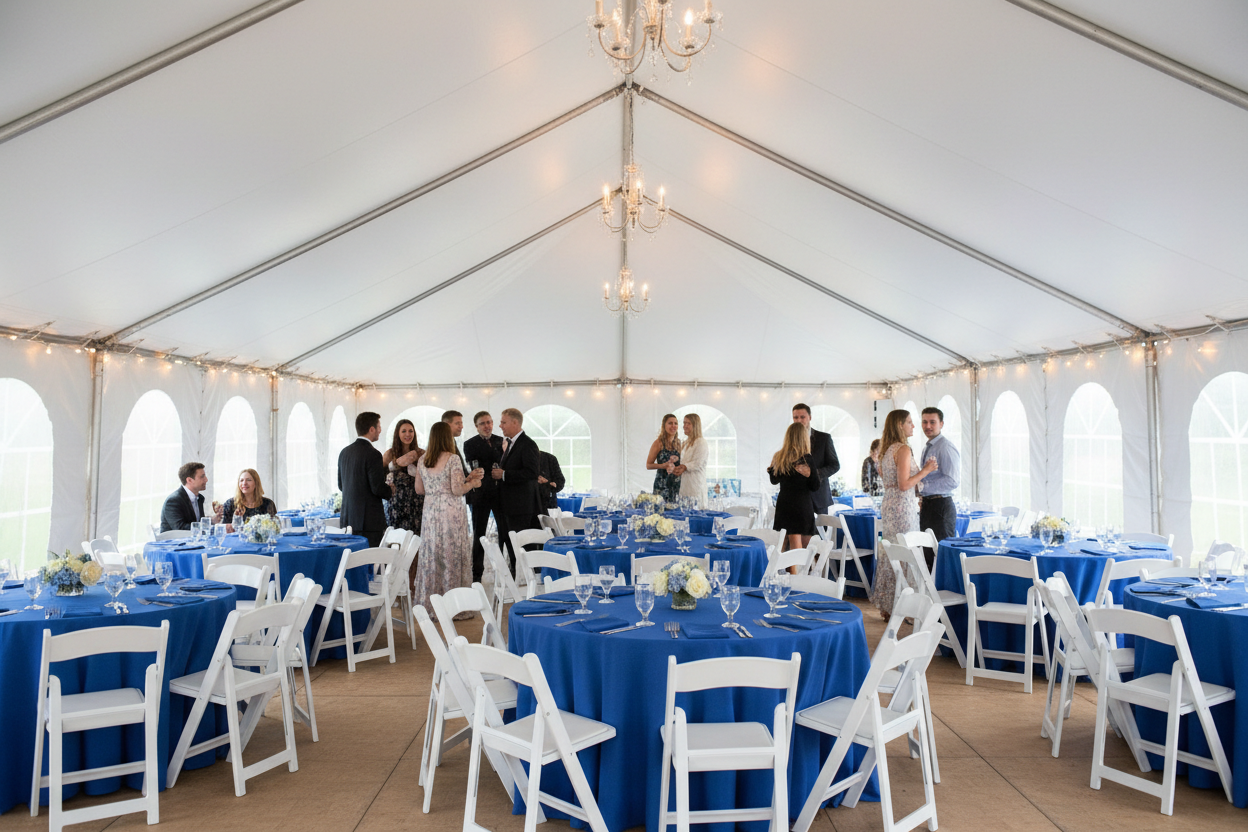 The banners dont make sense and the tops of the tents should not be a clear top. 